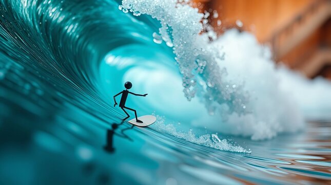 Surfer Riding Ocean Wave Sports Action.