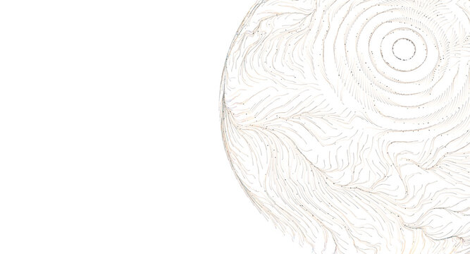 Intricate abstract pattern sphere with flowing lines and dots, delicate organic design.