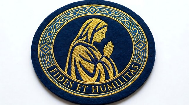 catholic mary embroidered patch fides et humilitas