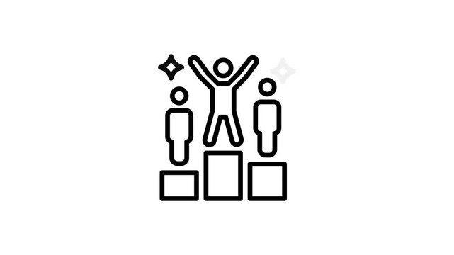 Winner podium animated icon for champion, 1st, victory stage, goal, first place, success, achievement, sport celebration, championship. 4K video with alpha channel