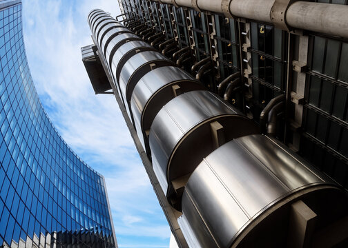 Lloyds of London building and Willis Building in the City of London. June 03, 2026 London, England, United Kingdom