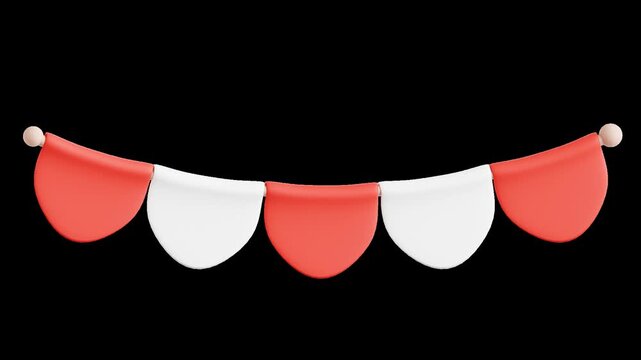 Swinging bunting flags on string festive party decoration hospitality service
