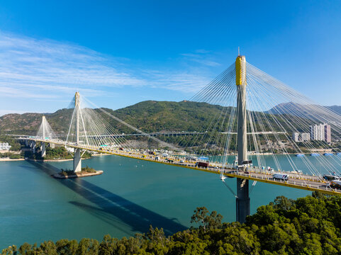 Cable stayed kap shui mun bridge in hong kong