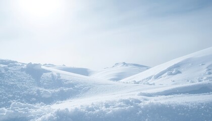 Fototapeta premium snow covered landscape with bright winter clean minimal background