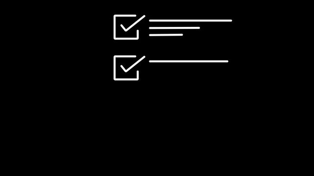 Digital Glowing checklist and approval workflow showing business document validation and task tracking system for decision making.4K Retro Motion Graphic Loop