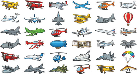 Airplanes and aircraft vehicles collection. © Wawan