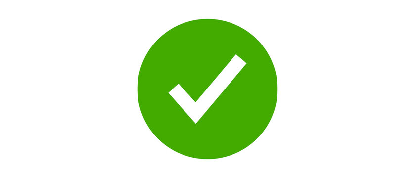 Green checkmark symbol icon representing success and approval task completion vector graphic design element isolated on transparent background with designed minimalist graphic PNG