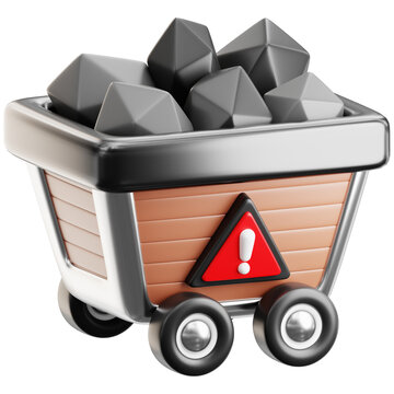 Mining cart filled with coal and warning sign, mining, coal, cart, pollution, hazard, global warming, resource, extraction, environment