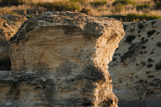 Sunset over badlands near Oakley, Kansas