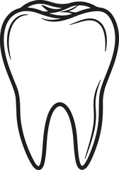 Obraz premium Tooth Illustration with Detailed Enamel and Root Structure, Black and White Dental Diagram, Educational Medical Concept