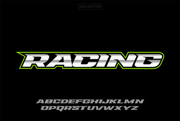 Obraz premium Racing letters set. Metalic race font. Italic bold racing style vector latin alphabet. Fonts for event, promo, logo illustration