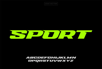 Fototapeta premium Sport letters set. green race font. Italic bold racing style vector latin alphabet. Fonts for event, promo, logo