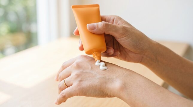 Apply sunscreen to the back of the hand.