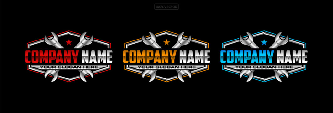 Auto Service repair vector logo badge emblem design template illustration design