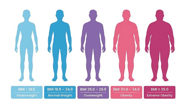 Body mass index bmi measurement scale chart with weight classification, wellness