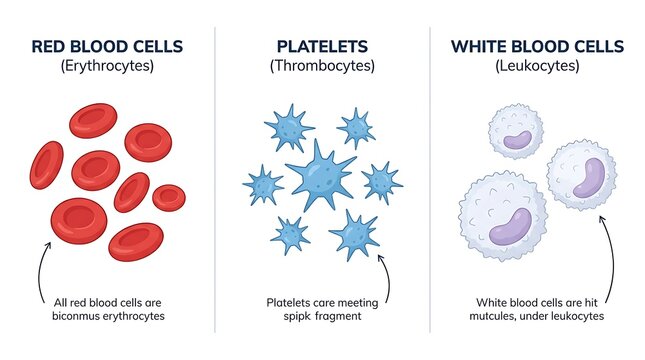 Red blood cells platelets and white blood cells medical chart with platelets