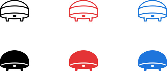 Colorful icons of robotic heads with dome shaped tops and legs © Khatunay JANNATARA