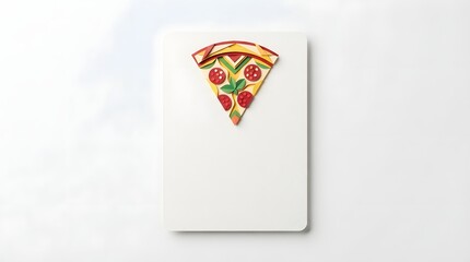 Fototapeta premium Vibrant and appetizing single slice of classic pizza, showcasing rich pepperoni, cheese, and fresh vegetable toppings on a clean white background, perfect for food design compositions