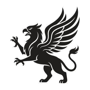 Rampant griffin mythical creature heraldic vector
