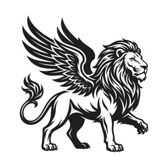 Obraz premium Standing winged lion mythical creature vector