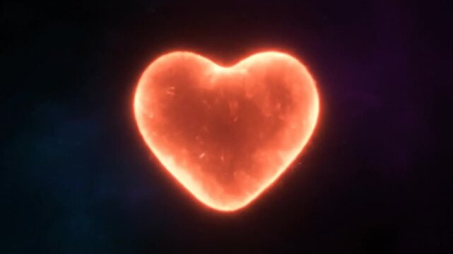 A glowing red heart shape floats in the dark void space