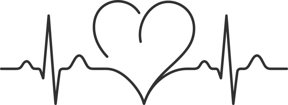 Heartbeat line with heart shape icon vector illustration for medical health cardiogram pulse rhythm ecg ekg clinic hospital cardiology symbol and logo design