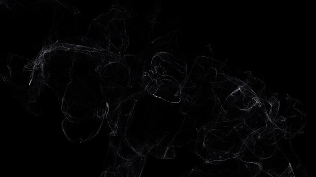 A 4K CGI animation of a delicate ring-shaped particle shockwave viewed from the side, blooming outward like a flower on a black background. The ethereal expansion evokes a cosmic explosion and the bir