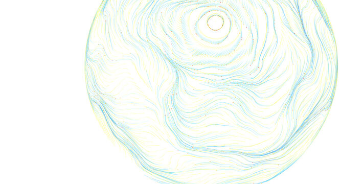 Dynamic swirling lines create a vibrant abstract globe pattern background.