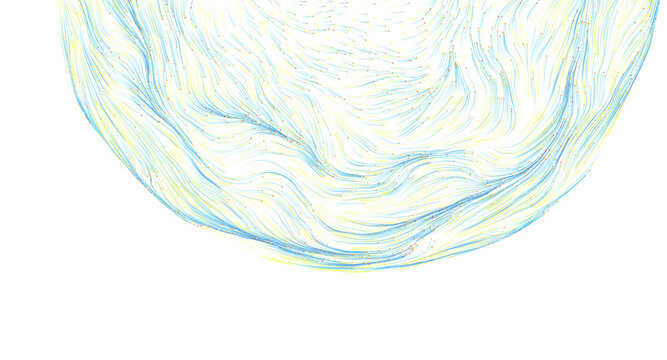 Beautiful abstract background with flowing lines and gentle curves in blue and yellow.