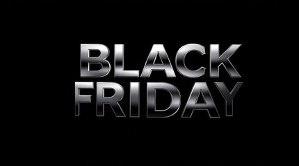 Fototapeta premium Black Friday metallic silver text logo on black background