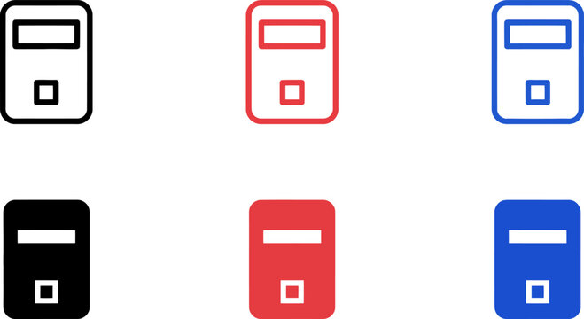 Set of mp3 player icons in different colors on white background