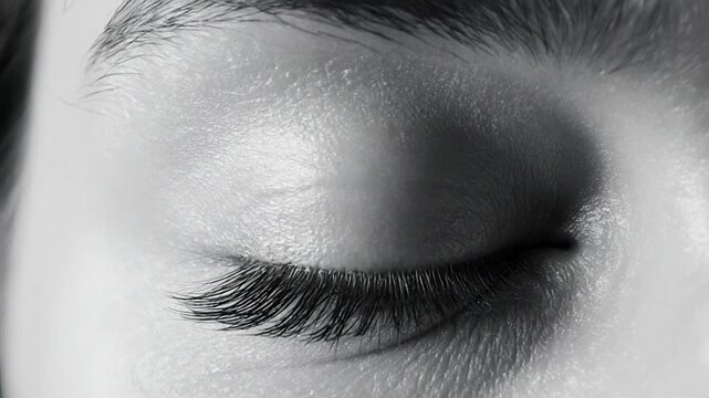 Close-up of a human eye with a vibrant rainbow iris on a monochrome face
