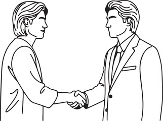 Fototapeta premium Handshake Between Two People Portrait Line Art Concept for Business Communication and Professional Collaboration