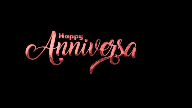 Rose gold happy anniversary calligraphy text reveal animation