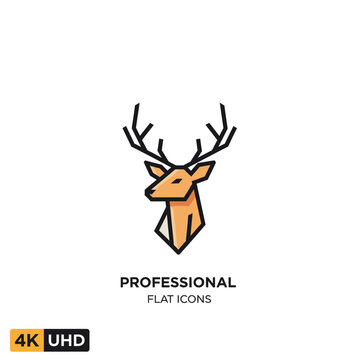 Deer Head with Large Antlers Profile.