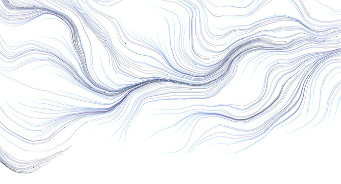 Abstract pattern of flowing blue and white lines with smooth curves and waves