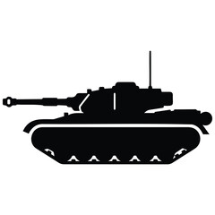 Fototapeta premium Tank vector silhouette illustration military vehicle line art army machine.