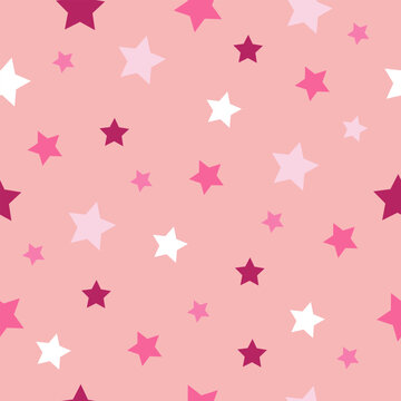 Cute Pastel Star Seamless Pattern on Soft Pink Background