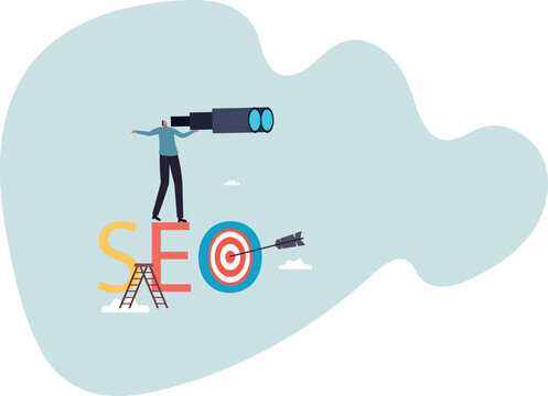 SEO, search engine optimization to drive traffic or visitor to website, improve search result ranking gain more visibility. human life and situation.vector illustration.