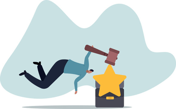 Downgrade credit rating, decrease reputation, trust or score drop, negative feedback, human life and situation.vector illustration.