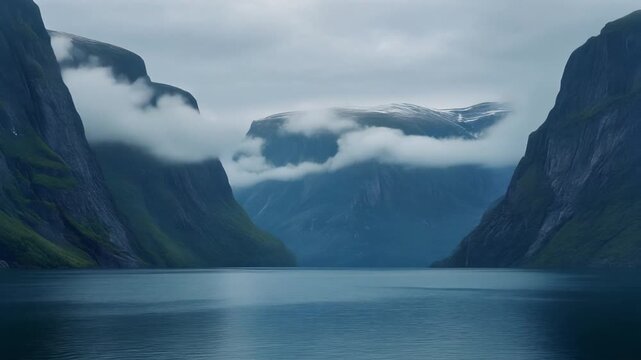 静寂のフィヨルド シームレスループ動画背景 16:9 4K