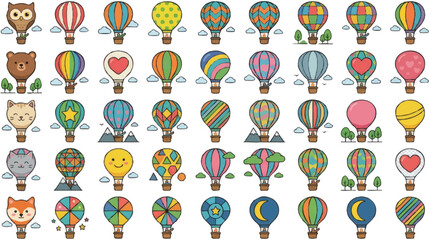 Colorful hot air balloons variety. © Wawan