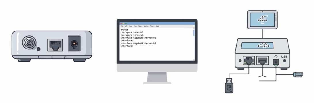 Network router and PC configuring Gigabit Ethernet interface via CLI