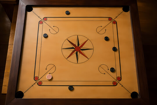 traditional carrom board during final game