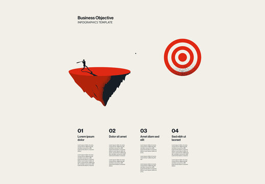 Business Objective Infographic Template with Target and Baseball Illustration