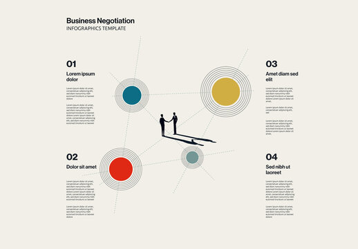Business Negotiation Infographic Template with Circles Minimalist Illustration