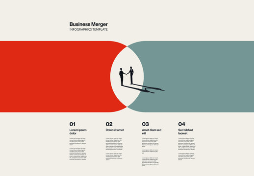 Business Merger and Acquisition Infographic Template with Minimal Illustration