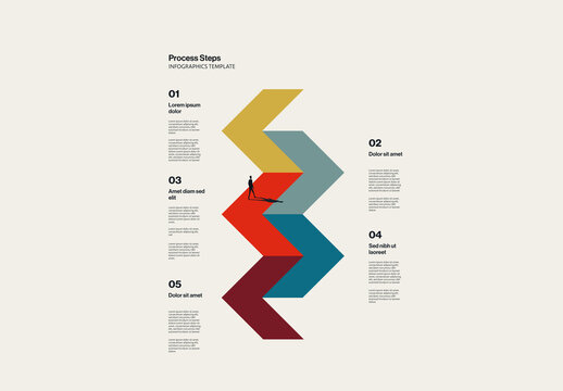 Business Process Steps Infographic Template with Abstract Arrows