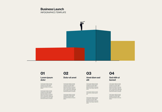 Business Strategy and Vision Infographic Template with Minimalist Illustration