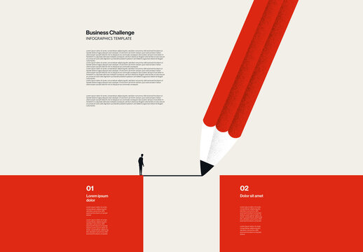 Business Challenge Infographic Template with Creative Solution Minimalist Illustration